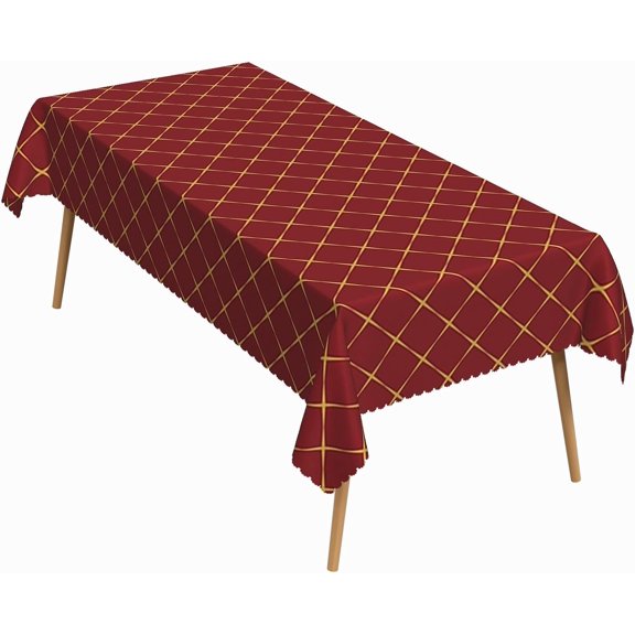 60x84 Inch Christmas Theme Rectangle Tablecloth Red Rhombus Grid Geometric Decoration Table Cloth Washable Durable Table Cover for Kitchen Dining Banquet Ugly Christmas Sweater Party Decor