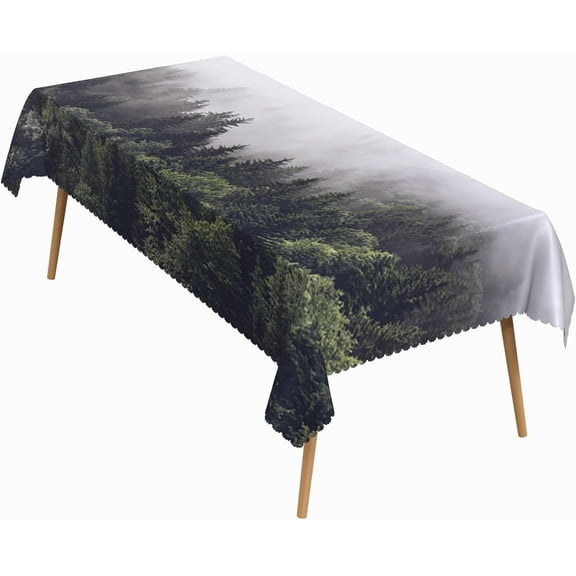 60x84 Inch Nature Rectangle Tablecloth Wild Woodland Tree Table Cloth Washable Durable Table Cover for Holiday Picnic Outdoor BBQ Decor