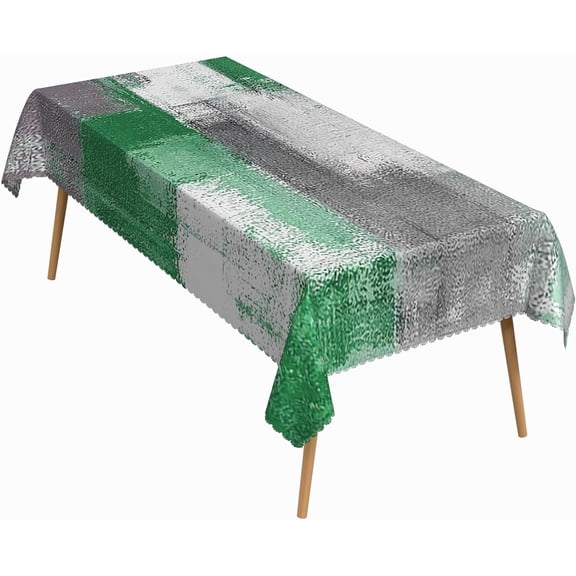 60x84 Inch Oil Painting Rectangle Tablecloth Grunge Abstract Art Green Table Cloth Washable Durable Table Cover for Kitchen Dining Bedroom Studio Party Decor