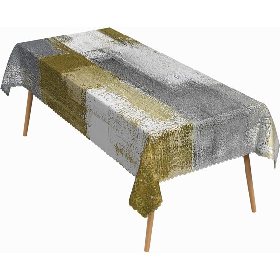 60x84 Inch Oil Painting Rectangle Tablecloth Grunge Abstract Art Yellow Table Cloth Washable Durable Table Cover for Kitchen Dining Bedroom Studio Party Decor