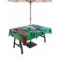 thumbnail image 1 of 60x84 Inch Outdoor Tablecloth with Umbrella Hole Zipper Rectangle Abstract Green Rectangular Tablecloths Outside Waterproof Painting Buildings Geometric Color Block Patio Table Cover for Picnic Party, 1 of 8