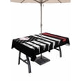 thumbnail image 1 of 60x84 Inch Outdoor Tablecloth with Umbrella Hole Zipper Rectangle American Flag Rectangular Tablecloths Outside Waterproof US Flag Baseball Stars Vintage Black Patio Table Cover for Picnic Party, 1 of 8