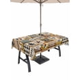 thumbnail image 1 of 60x84 Inch Outdoor Tablecloth with Umbrella Hole Zipper Rectangle Animals Farmhouse Rectangular Tablecloths Outside Waterproof Vintage Farm Country Star Brown Plaid Patio Table Cover for Picnic Party, 1 of 8