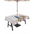thumbnail image 1 of 60x84 Inch Outdoor Tablecloth with Umbrella Hole Zipper Rectangle Birds Floral Rectangular Tablecloths Outside Waterproof Farmhouse Country Pink Flower Leaf Grey Plaid Patio Table Cover for Picnic, 1 of 8