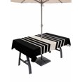 thumbnail image 1 of 60x84 Inch Outdoor Tablecloth with Umbrella Hole Zipper Rectangle Black Beige Striped Rectangular Tablecloths Outside Waterproof Modern Farmhouse Retro Lines Patio Table Cloth Cover for Picnic Party, 1 of 8