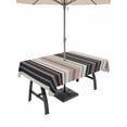 thumbnail image 1 of 60x84 Inch Outdoor Tablecloth with Umbrella Hole Zipper Rectangle Black Brown Striped Rectangular Tablecloths Outside Waterproof Modern Stripes Art Farmhouse Patio Table Cloth Cover for Picnic Party, 1 of 8
