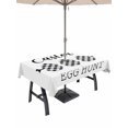 thumbnail image 1 of 60x84 Inch Outdoor Tablecloth with Umbrella Hole Zipper Rectangle Black White Easter Rectangular Tablecloths Outside Waterproof Modern Abstract Art Eggs Patio Table Cloth Cover for Picnic Party, 1 of 8