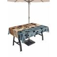 thumbnail image 1 of 60x84 Inch Outdoor Tablecloth with Umbrella Hole Zipper Rectangle Blue Brown Rectangular Tablecloths Outside Waterproof Rustic Farmhouse Dog Paw Vintage Patio Table Cloth Cover for Picnic Party, 1 of 8