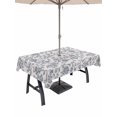 thumbnail image 1 of 60x84 Inch Outdoor Tablecloth with Umbrella Hole Zipper Rectangle Blue Floral Rectangular Tablecloths Outside Waterproof Farmhouse Vintage Flower Leaf Botanical Patio Table Cover for Picnic Party, 1 of 8