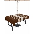 thumbnail image 1 of 60x84 Inch Outdoor Tablecloth with Umbrella Hole Zipper Rectangle Brown Beige Striped Rectangular Tablecloths Outside Waterproof Modern Farmhouse Retro Lines Patio Table Cloth Cover for Picnic Party, 1 of 8