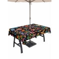 thumbnail image 1 of 60x84 Inch Outdoor Tablecloth with Umbrella Hole Zipper Rectangle Colorful Cartoon Rectangular Tablecloths Outside Waterproof Funny Flowers Guitar Animals Ethnic Art Patio Table Cover for Picnic, 1 of 8