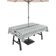 thumbnail image 1 of 60x84 Inch Outdoor Tablecloth with Umbrella Hole Zipper Rectangle Ethnic Tribe Boho Rectangular Tablecloths Outside Waterproof Geometric Diamonds Dots Modern Patio Table Cloth Cover for Picnic Party, 1 of 8