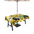 thumbnail image 1 of 60x84 Inch Outdoor Tablecloth with Umbrella Hole Zipper Rectangle Flower Gnomes Rectangular Tablecloths Outside Waterproof Yellow Botanical Floral Striped Star Bee Patio Table Cover for Picnic Party, 1 of 8