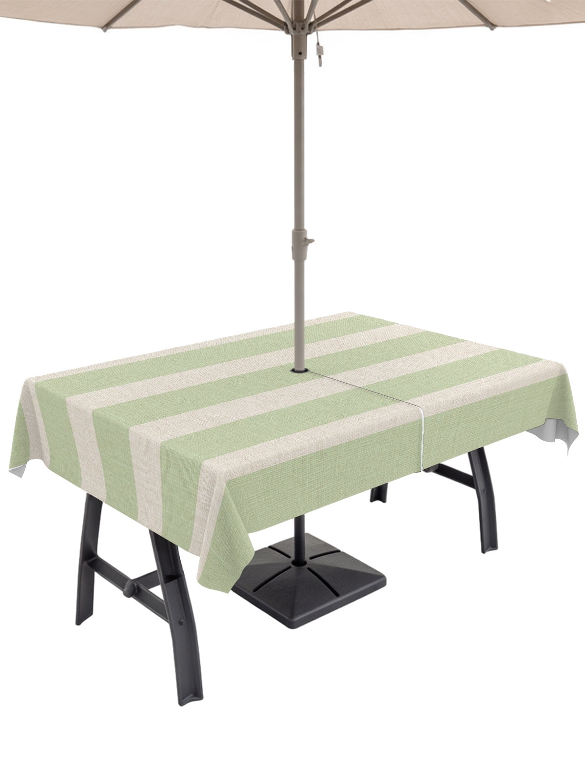 60x84 Inch Outdoor Tablecloth with Umbrella Hole Zipper Rectangle Green ...