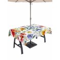 thumbnail image 1 of 60x84 Inch Outdoor Tablecloth with Umbrella Hole Zipper Rectangle Leaf Flower Rectangular Tablecloths Outside Waterproof Plant Floral Garden Leaf Spring Summer Patio Table Cover for Picnic Party, 1 of 8
