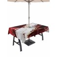 thumbnail image 1 of 60x84 Inch Outdoor Tablecloth with Umbrella Hole Zipper Rectangle Marble Red Rectangular Tablecloths Outside Waterproof Modern Abstract Gold White Brick Stone Motif Patio Table Cover for Picnic Party, 1 of 8