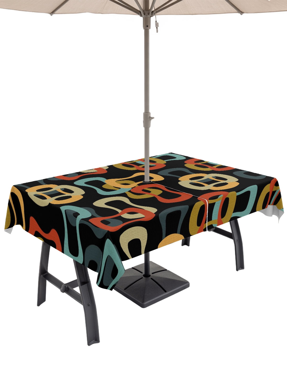 60x84 Inch Outdoor Tablecloth with Umbrella Hole Zipper Rectangle ...