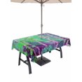 thumbnail image 1 of 60x84 Inch Outdoor Tablecloth with Umbrella Hole Zipper Rectangle Modern Oil Painting Rectangular Tablecloths Outside Waterproof Summer Botanical Purple Green Patio Table Cloth Cover for Picnic Party, 1 of 8