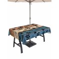 thumbnail image 1 of 60x84 Inch Outdoor Tablecloth with Umbrella Hole Zipper Rectangle Navy Blue Brown Rectangular Tablecloths Outside Waterproof Rustic Farmhouse Dog Paw Vintage Patio Table Cloth Cover for Picnic Party, 1 of 8