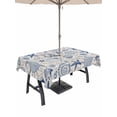 thumbnail image 1 of 60x84 Inch Outdoor Tablecloth with Umbrella Hole Zipper Rectangle Navy Blue Coastal Rectangular Tablecloths Outside Waterproof Nautical Ocean Shell Starfish Sea Rustic Patio Table Cover for Picnic, 1 of 8