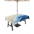 thumbnail image 1 of 60x84 Inch Outdoor Tablecloth with Umbrella Hole Zipper Rectangle Navy Blue Ombre Beach Rectangular Tablecloths Outside Waterproof Summer Ocean Coastal Gradient Waves Patio Table Cover for Picnic, 1 of 8