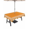 thumbnail image 1 of 60x84 Inch Outdoor Tablecloth with Umbrella Hole Zipper Rectangle Orange Greek Key Rectangular Tablecloths Outside Waterproof White Greece Ancient Farmhouse Geo Patio Table Cover for Picnic Party, 1 of 8