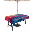 thumbnail image 1 of 60x84 Inch Outdoor Tablecloth with Umbrella Hole Zipper Rectangle Orange Pink Blue Moire Rectangular Tablecloths Outside Waterproof Modern Abstract Minimalist Patio Table Cloth Cover for Picnic Party, 1 of 8
