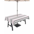 thumbnail image 1 of 60x84 Inch Outdoor Tablecloth with Umbrella Hole Zipper Rectangle Pink Grey Striped Rectangular Tablecloths Outside Waterproof Horizontal Lines Simple Minimalist Patio Table Cover for Picnic Party, 1 of 8