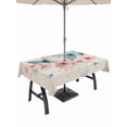 thumbnail image 1 of 60x84 Inch Outdoor Tablecloth with Umbrella Hole Zipper Rectangle Rustic Butterfly Rectangular Tablecloths Outside Waterproof Farmhouse Botanical Blossom Flowers Patio Table Cover for Picnic Party, 1 of 8