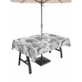 thumbnail image 1 of 60x84 Inch Outdoor Tablecloth with Umbrella Hole Zipper Rectangle Spring Botanical Rectangular Tablecloths Outside Waterproof Country Floral Leaves Gray Brown Patio Table Cloth Cover for Picnic Party, 1 of 8