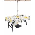thumbnail image 1 of 60x84 Inch Outdoor Tablecloth with Umbrella Hole Zipper Rectangle Summer Lemon Rectangular Tablecloths Outside Waterproof Watercolor Fruit Grey Leaf Patio Table Cloth Cover for Picnic Party, 1 of 8
