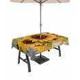 thumbnail image 1 of 60x84 Inch Outdoor Tablecloth with Umbrella Hole Zipper Rectangle Sunflower Rectangular Tablecloths Outside Waterproof Modern Oil Painting Summer Botanical Patio Table Cloth Cover for Picnic Party, 1 of 8