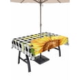 thumbnail image 1 of 60x84 Inch Outdoor Tablecloth with Umbrella Hole Zipper Rectangle Sunflowers Rectangular Tablecloths Outside Waterproof Black White Check Sunshine Buffalo Bee Patio Table Cloth Cover for Picnic Party, 1 of 8