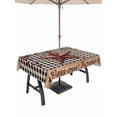 thumbnail image 1 of 60x84 Inch Outdoor Tablecloth with Umbrella Hole Zipper Rectangle Texas Star Farmhouse Rectangular Tablecloths Outside Waterproof Rustic Black Plaid Berry Wooden Patio Table Cover for Picnic Party, 1 of 8