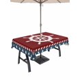 thumbnail image 1 of 60x84 Inch Outdoor Tablecloth with Umbrella Hole Zipper Rectangle US Flag Rectangular Tablecloths Outside Waterproof Independence Day Star Stripe Nautical Rudder Patio Table Cover for Picnic Party, 1 of 8