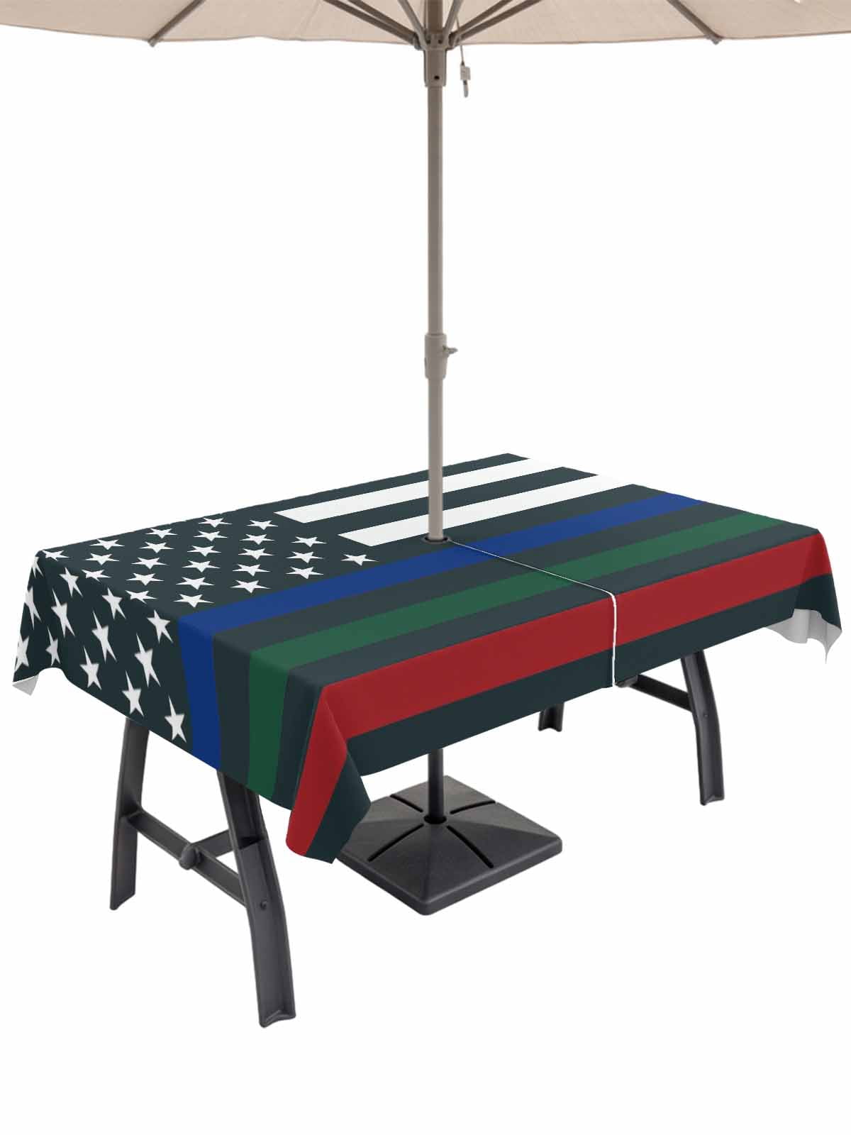 60x84 Inch Outdoor Tablecloth with Umbrella Hole Zipper Rectangle ...