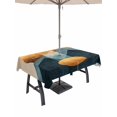 thumbnail image 1 of 60x84 Inch Outdoor Tablecloth with Umbrella Hole Zipper Rectangle Vintage Boho Rectangular Tablecloths Outside Waterproof Abstract Mountains Sun Geometric Patio Table Cloth Cover for Picnic Party, 1 of 8