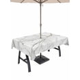 thumbnail image 1 of 60x84 Inch Outdoor Tablecloth with Umbrella Hole Zipper Rectangle White Marble Rectangular Tablecloths Outside Waterproof Modern Abstract Art Ink Painting Patio Table Cloth Cover for Picnic Party, 1 of 8
