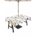 thumbnail image 1 of 60x84 Inch Outdoor Tablecloth with Umbrella Hole Zipper Rectangle Yellow Black Branches Rectangular Tablecloths Outside Waterproof Spring Rusitc Botanical Leaves Patio Table Cover for Picnic Party, 1 of 8