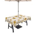 thumbnail image 1 of 60x84 Inch Outdoor Tablecloth with Umbrella Hole Zipper Rectangle Yellow Summer Floral Rectangular Tablecloths Waterproof Pastoral Daisy Botanical Cute Rustic Patio Table Cloth Cover for Picnic, 1 of 8