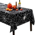 thumbnail image 1 of 60x84 Inch Rectangular Halloween Tablecloth Black Spider Web Table Cloth, Spillproof Washable Polyester Table Topper for Halloween Party Decorations, 1 of 5