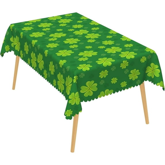 60x84 Inch St Patrick''s Day Rectangle Tablecloth Lucky Green Clover Table Cloth Spill Resistant Spring Table Cover for Dining Kitchen St Patrick''s Day Decor Party Supplies
