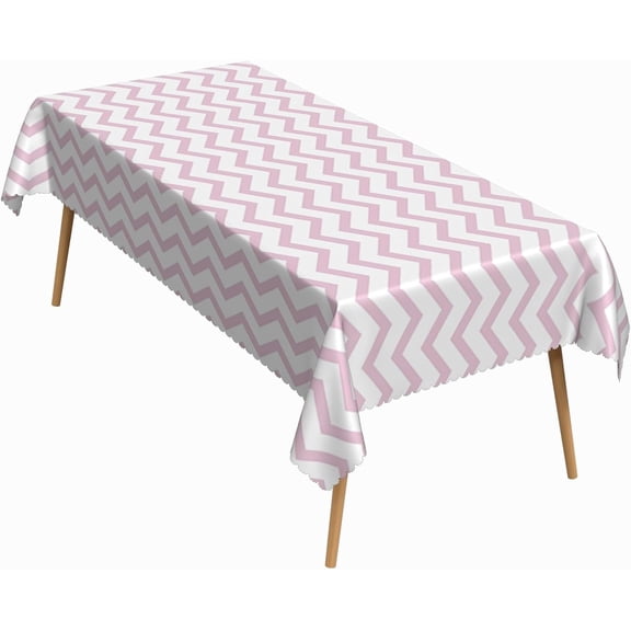 60x84 Inch Stripe Rectangle Tablecloth Pink Chevron White Table Cloth Washable Durable Table Cover for Kitchen Dining Office Home Decor