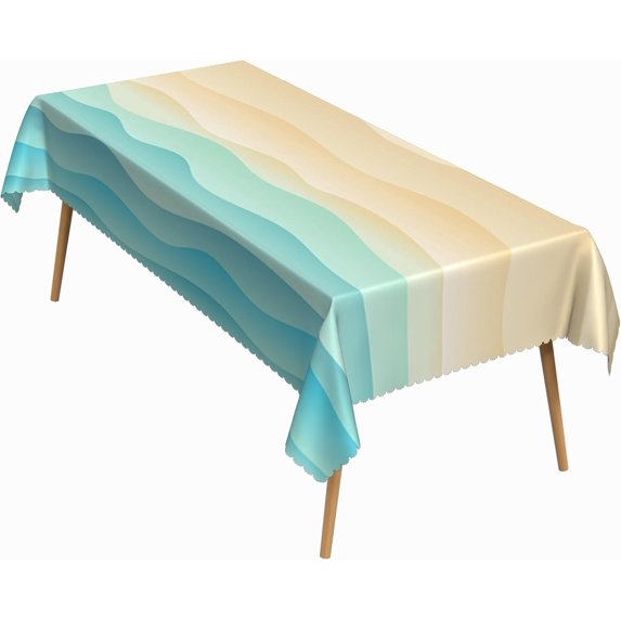 60x84 Inch Stripe Rectangular Tablecloth Abstract Beach Wave Streak Table Cloth Waterproof Durable Table Cover for Kitchen Dining Office Home Beach Party Decor