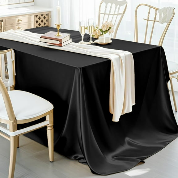 60x84in Seamless Satin Tablecloth, Rectangular Silky Soft Table Cover for Weddings, Parties & Event Decor