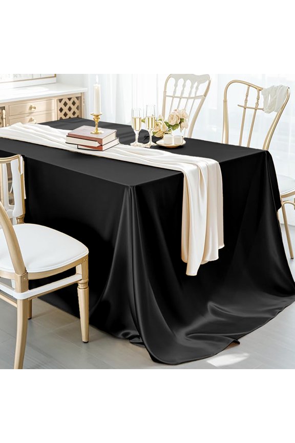60x84in Seamless Satin Tablecloth, Rectangular Silky Soft Table Cover for Weddings, Parties & Event Decor