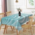 thumbnail image 1 of 60x84inches Abstract 3D Wave Pattern Tablecloth Modern Geometric Gradient Turquoise White Table Covers Waterproof Durable Polyester Fabric Table Cloth for Dining Room Living Room Home Decor, 1 of 7