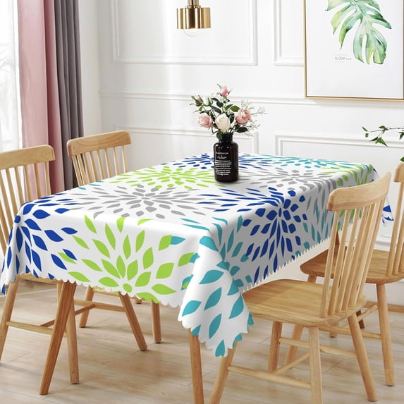 60x84inches Abstract Dahlia Flower Table Cloth Modern Geometric Floral Tablecloth Stain Resistant Wrinkle Free Table Cover for Dining Room Kitchen Indoor Outdoor Picnic Party Decorations