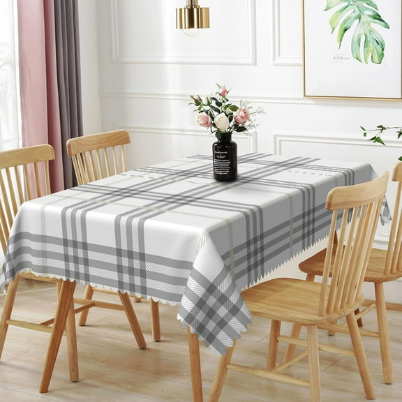 60x84inches Black and White Checkered Tablecloth Polyester Fabric Rectangle Table Cloth Spillproof Wrinkle Resistant Plaid Table Cover for Everyday Use Family Dinner Indoor Outdoor Parties