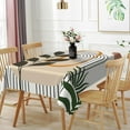 thumbnail image 1 of 60x84inches Boho Mid Century Tablecloth Abstract Geometric Leaves Moon Modern Minimalist Plant Fabric Table Cloth Spill Proof Washable Table Cover for Dining Room Kitchen Indoor Outdoor Use, 1 of 7